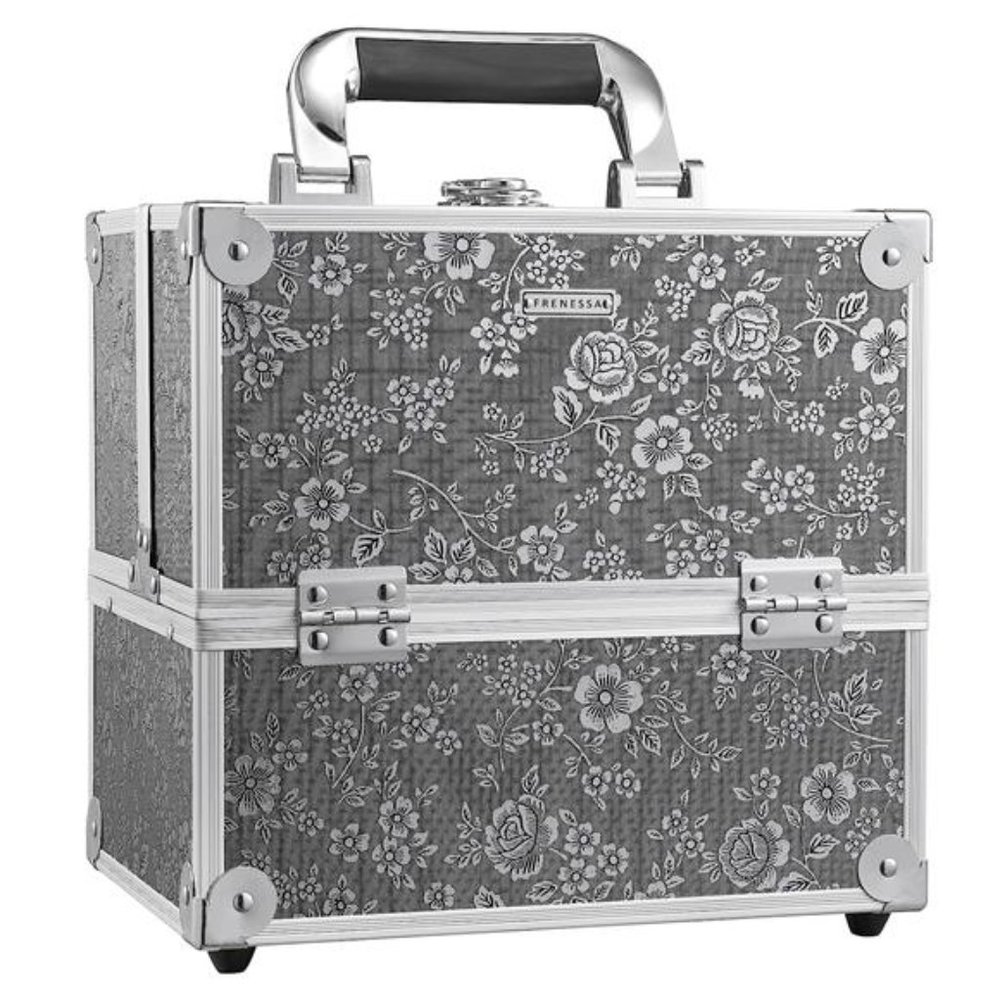 Makeup Train Case Portable Cosmetic Box Organizer Storage 4 Trays Aluminum Box
